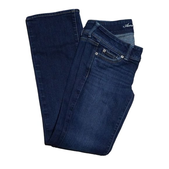 American Eagle Jeans Womens Size 0 Slim Boot Stretch Blue Denim 2010 AEO - Picture 4 of 11